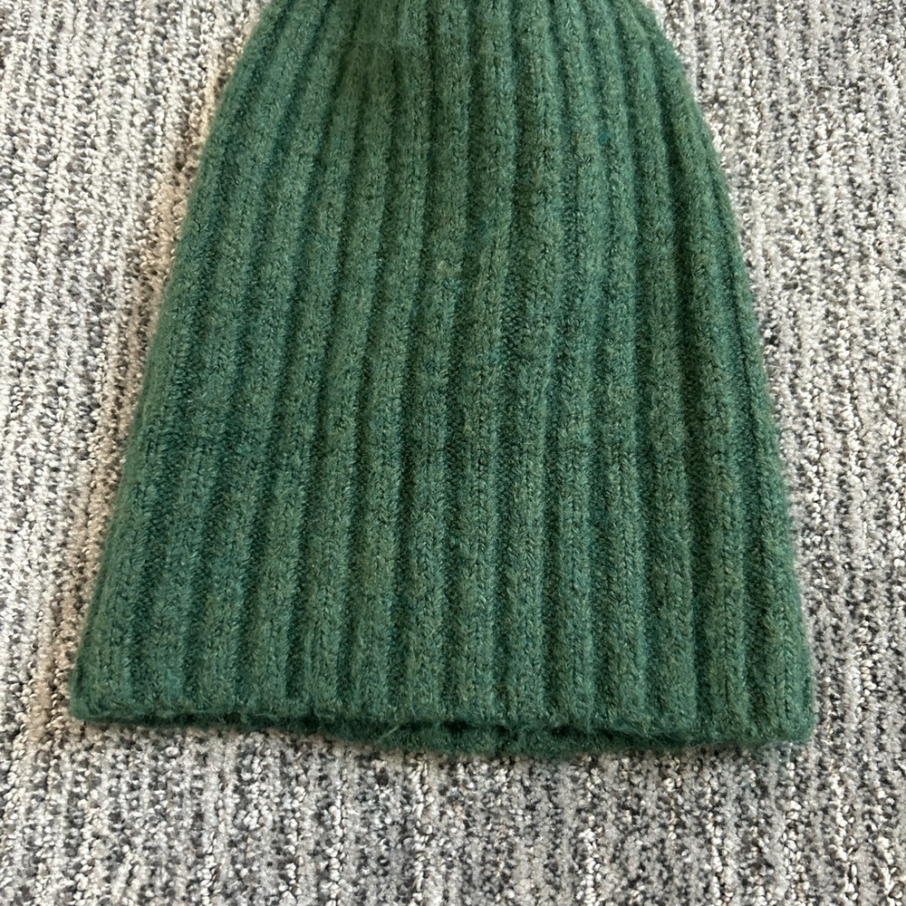 Pieces by Bestseller Forest Green Ribbed Knit Hat
